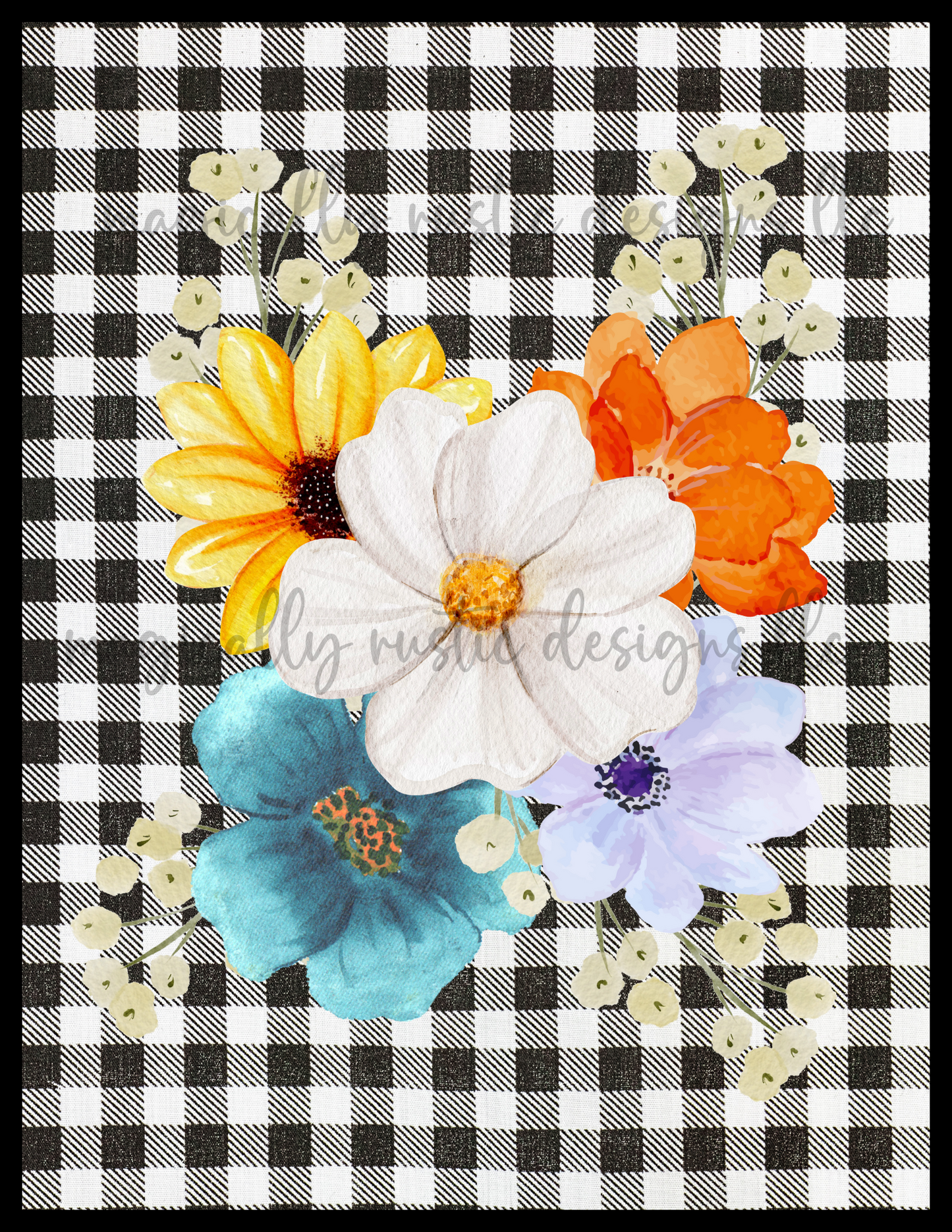 Gingham Check Flower Set-Digital Papers