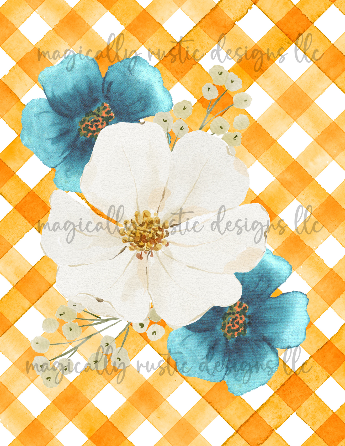 Gingham Check Flower Set-Digital Papers