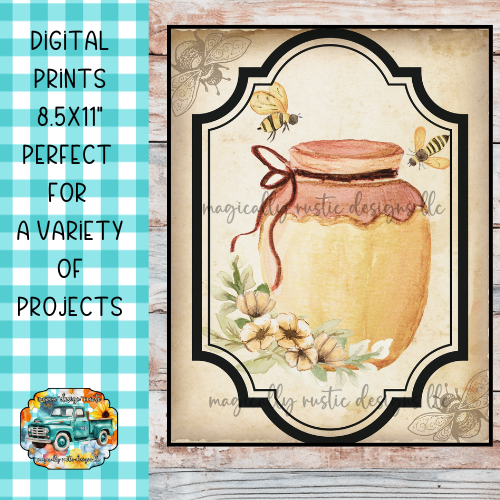Vintage Bee-Themed Digital Prints