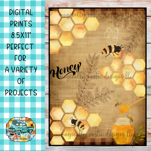 Vintage Bee-Themed Digital Prints