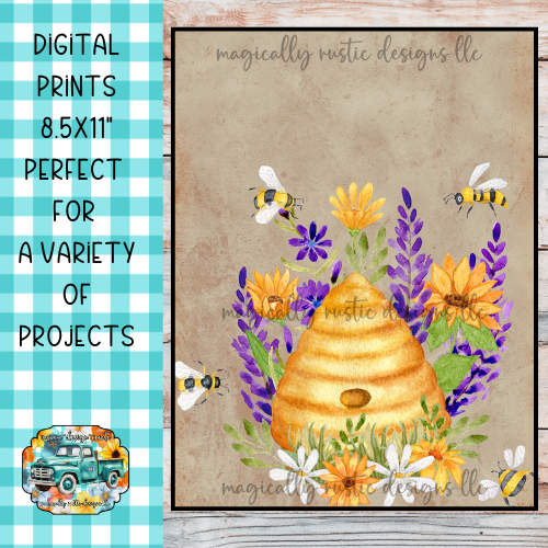 Vintage Bee-Themed Digital Prints