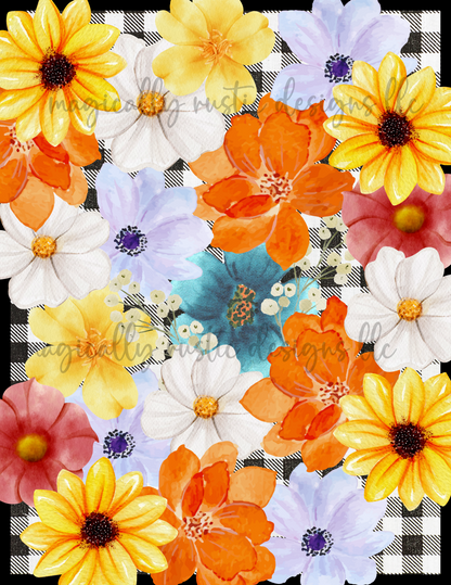 Gingham Check Flower Set-Digital Papers
