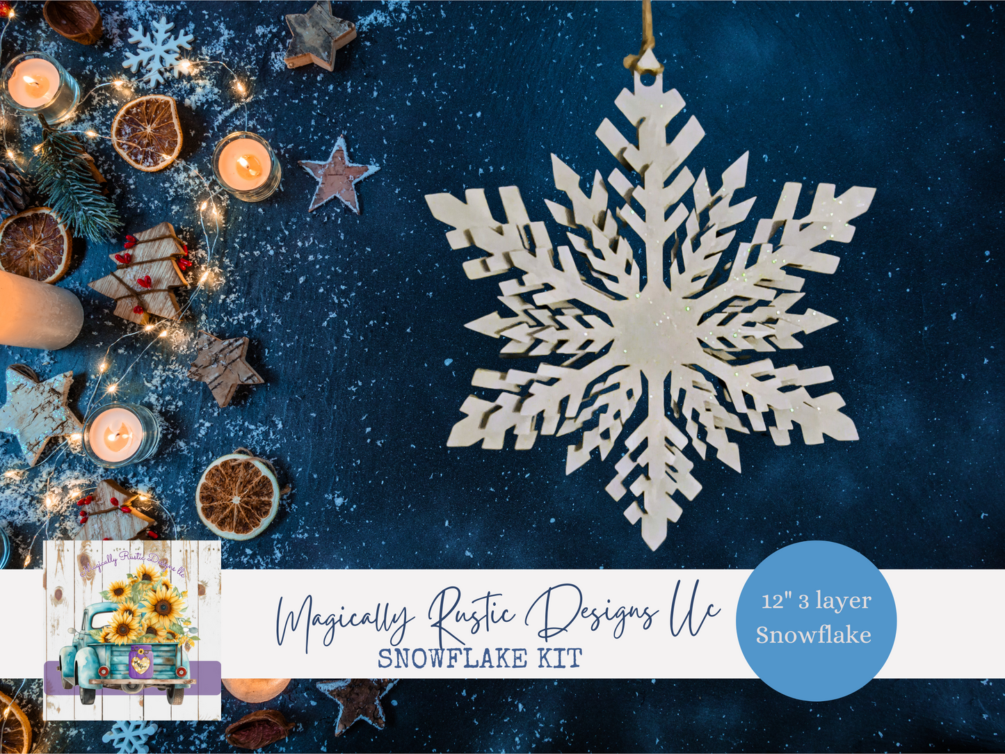 Wood Snowflake 3 layer Kit