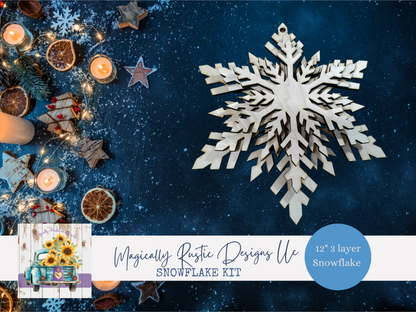Wood Snowflake 3 layer Kit