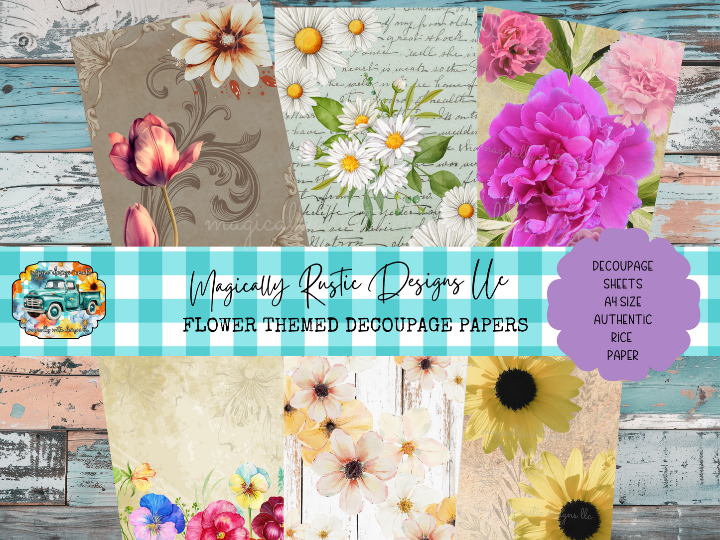 Flower Themed Decoupage Papers