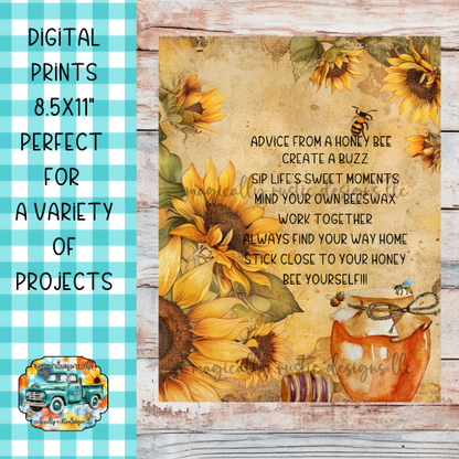 Vintage Bee-Themed Digital Prints